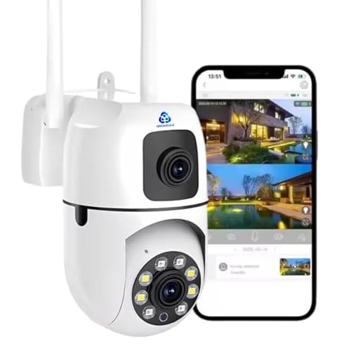 Grousale Dual Lens Mini Fox | (5+5) MP WiFi CCTV Camera with PTZ & Fixed View | AI Motion Detection | Color Night Vision | Two-Way Audio | 360� Coverage | App Remote Access