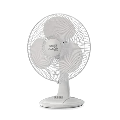 USHA Maxx Air Ultra Table Fan,400MM Sweep Size,1350 RPM,Aerodynamic Blade Design for High Air Delivery,Corrosion Protection with Plastic Blades,3 Speed Settings,100% Copper Motor,2 Year Warranty,White