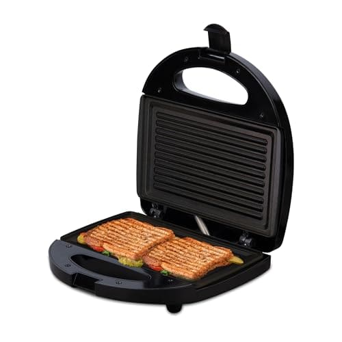 Pigeon By Stovekraft Egnite Plus Bread Sandwich Maker With Aluminium Nonstick Coated Fixed Plates (Grill), 750 Watts, Black