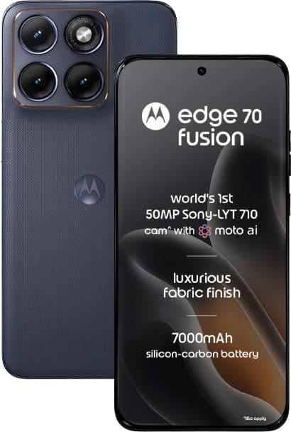 Motorola Edge 70 Fusion (Pantone Silhouette, 8GB RAM, 128GB Storage) | 6.78" 1.5K 144Hz AMOLED Display | Snapdragon 7s Gen 4 | 50MP Sony LYTIA 710 OIS Camera | 7000mAh Battery | 68W TurboPower |