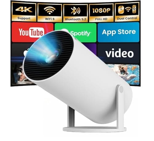Portable Mini Projector, 4K 1080P Full HD Projector, Support Video Projector, WiFi 5G BT 5.0, Cinema Projector 180° Can Be Rotated, Android 11, Compatible with TV Stick/Windows/iOS/Android