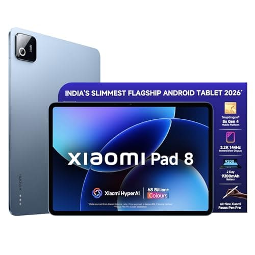 XIAOMI Pad 8 [Smartchoice] Flagship Snapdragon 8s Gen 4 |11.2" 3.2K Display | 12GB, 256GB | Ultra Slim Metal Design | 9200mAh Battery | 68 Bn+ Colours HyperAI | Wi-Fi 7 | Titanium Blue