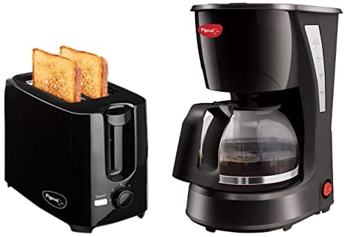 Pigeon 2 Slice Auto Pop Up Toaster. A Smart Bread Toaster For Your Home (750 Watts) (Black)+ By Stovekraft Brewster Coffee Maker. A Small Size Coffee Maker Of Home Machine (Black)
