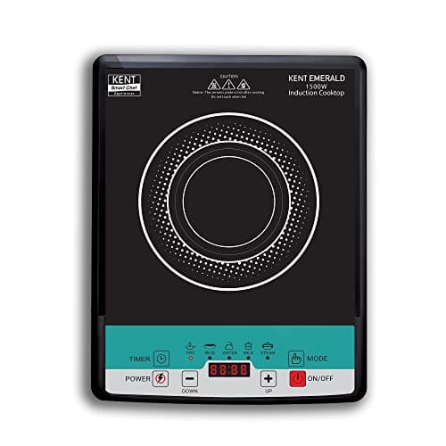 KENT Emerald Induction Cooktop 1500W|Faster Cooking With 5 Preset Options|Full Microcrystalline Glass|Adjustable Temperature Function|Overheat Protection|Safe Cooking And Easy Cleaning,Black