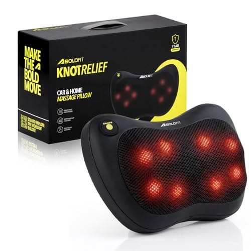 Boldfit KnotRelief Electric Shiatsu Massage Cushion with Infrared Heat for Neck, Back, Waist & Leg Pain Relief 4 Deep Kneading Nodes, Bi-Directional Rotation Ideal for Car, Home & Office, Black