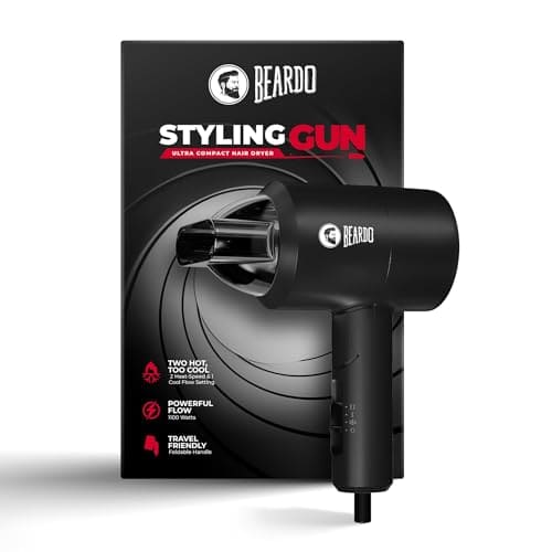 BEARDO Styling Gun Ultra Compact Hair Dryer | 1100 Watts Foldable Hair Dryer | 3 Heat 2 Speed Setting | Travel Friendly | Stylish Matte Black Finish | Gift For Friends | Gift for Husband