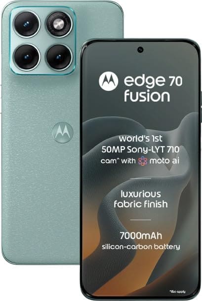 Motorola Edge 70 Fusion 5G (Pantone Blue Surf, 8GB RAM, 256GB Storage) | Snapdragon 7s Gen 4 Processor | 50MP Sony LYTIA Camera | 6.78" 144Hz AMOLED Display | 7000mAh Battery | 68W Fast Charging