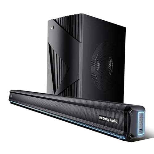 Boat Aavante Bar A3070 Dolby, 300W Dolby Audio, 2.1CH Wired Subwoofer, BT v5.4, Dynamic LEDs,Multi Connectivity, EQ Modes, Bluetooth Sound Bar, Home Theatre Soundbar Speaker (Premium Black)