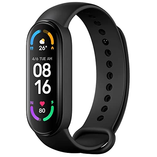 Xiaomi Mi Smart Band 6 - 1.56'' (3.96 cm) Large AMOLED Color Display, 2 Week Battery Life, 30 Fitness Mode, 5 ATM, SpO2, HR, Sleep Monitoring, Women's Health Tracking, Alarm, Music Control (Black)