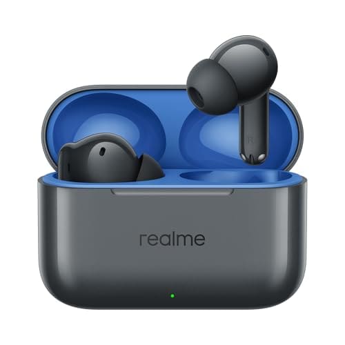 realme Buds T200 True Wireless Earbuds with Hi-Res Audio, 12.4mm Dynamic Bass Drivers, 32 dB ANC, Quad Mic, 45ms Latency, Upto 50 Hrs Playback, Fast Charge, IP55 Rated, BT 5.4 (Mystic Grey)