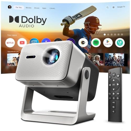 Crossbeats Lumex Vista Projector 4K Ultra HD [Dolby Audio Official] Android TV, 1080p Native, 1200 ANSI, 300'' Display, WiFi, Smart Mini Projector for Room, Portable Home Theater Cinema, Built-in Apps