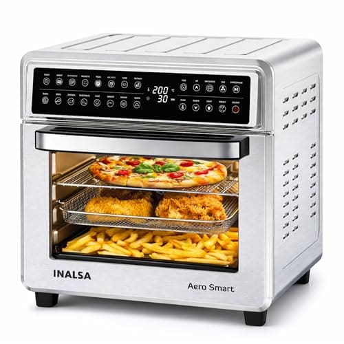 INALSA Air Fryer Oven With 23L Capacity|1700 W-16 Preset Programs |Digital Display and Touch Control| Rotisserie & Convection| 9 Accessories| Recipe Book|2 Year Warranty-Aero Smart23