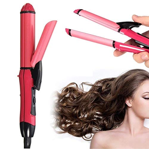 WARZIX 2 in 1 Hair Straightener and Curler | hair straightening machine, Beauty Set of Professional Hair Straightener and Hair Curler with Ceramic Plate For Women