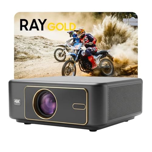 PIXPAQ Japan RAY Gold Android 12 Full HD 1080p Projector, 2150 ANSI Lumens, 300 inch Projection 4K HDR Upscaling, Auto Focus, Auto Keystone, Dual WiFi, Bluetooth, ARC, Dual HDMI, Black