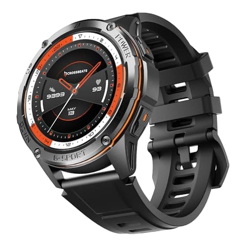 CrossBeats Armour Pro AI Premium Smart Watch for man | Latest 1.43” AMOLED Always on Display | 5 ATM Waterproof | 30-Day Battery |GPS BT Calling Smartwatch |150+ Sports Modes| BP HR SPO2|Android iOS|
