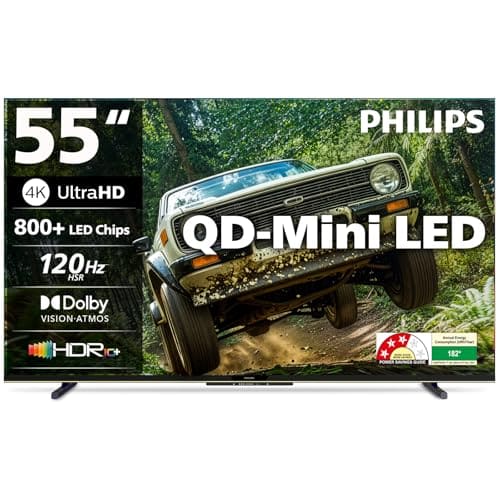 Philips 138 cm (55 inches) 4K Ultra HD QLED Smart QD-Mini LED Google TV 55MLED610/94