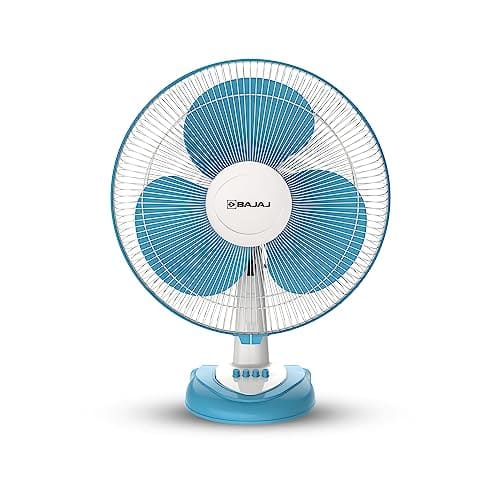 Bajaj Frore Neo Table Fan 400 MM | Table fans for Home & Office |Aerodynamically Balanced Blades| 100% CopperMotor| HighAir Delivery|3-Speed Control| 2-Yr Warranty 【Blue】