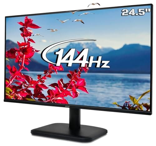 acer EK251Q P6 24.5 Inch Full HD IPS LED Monitor | 144Hz Refresh Rate | 1ms VRB | AMD FreeSync | ZeroFrame Design | sRGB 99% | Flicker-Less & BlueLightShield | HDMI & VGA | Tilt Adjustable, Black
