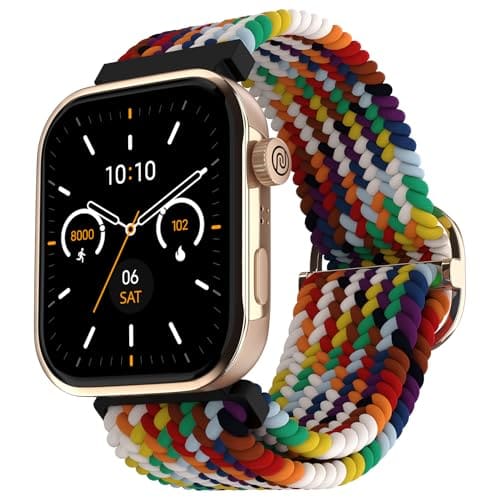 Noise Pro 5 Smart Watch with 1.85" AMOLED Display, BT Calling, New DIY Watch Faces, Ultra Personalization with Smart Dock, Productivity Suite, 100 Sports Modes and More (Rainbow Weave), Multi
