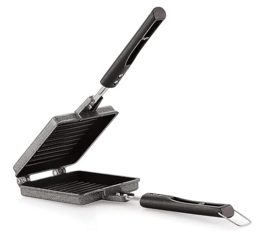 Dialust Non-stick Jumbo Grill Gas Toaster Big Bread Toaster, Sandwich Maker Griller with bakelite Long Handles, Gas Stove Toaster