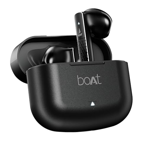 Boat Airdopes 91 Prime, 45HRS Battery, 13mm Drivers, Metallic Finish, Low Latency,ENx Tech, Fast Charge, v5.3 Bluetooth TWS in Ear Earbuds Wireless Earphones with mic (Midnight Black)