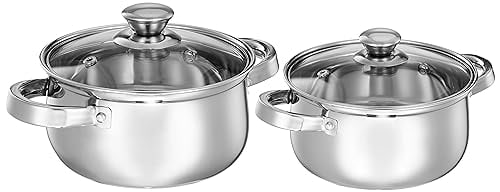 Amazon Brand - Solimo Set of 2 Stainless Cook and Serve Set