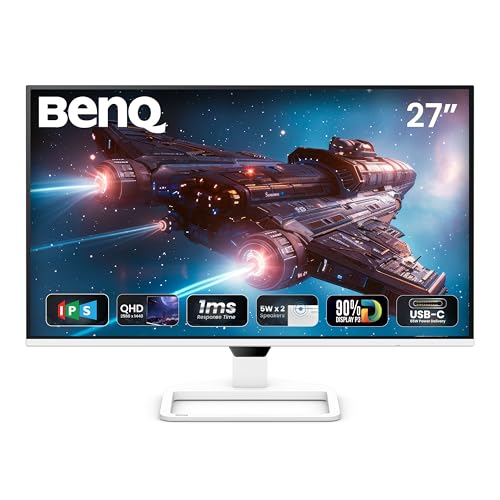 BenQ EW270Q 27" 2K QHD 200Hz IPS Gaming Monitor | HDRi|1200:1 Contrast|90% P3 Gamut|350 nits|Built-in-Speakers(5W X2)|AMD FreeSync Premium|USB-C (65 W), HDMI|Eye-Care| Game Color Mode