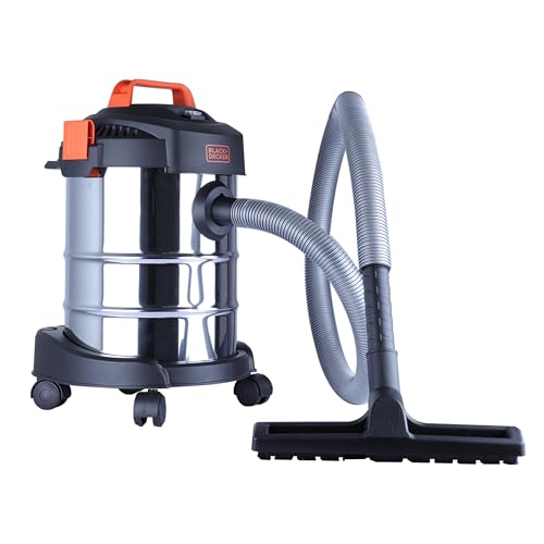 +DECKER BDWDS12-IN Corded WET & DRY Vacuum Cleaner For Home,1000 Watts,18.5 kPA Suction Power,12L Tank Capacity, 5m CABLE, Blower Function,Sponge Filter, For Home Use, Stainless Body
