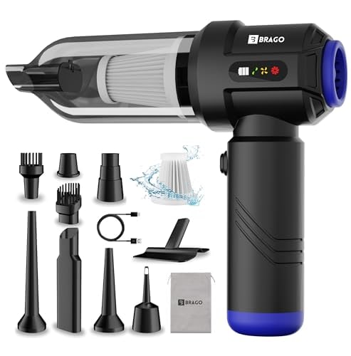 Brago TurboVac Cordless Vacuum Cleaner for Car & Home, 18500Pa Powerful Suction, 4-in-1 Portable Vacuum & Air Blower, 9600mAh Battery , 3-Speed BLDC Motor