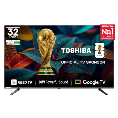 Toshiba 80 cm (32 Inches) HD Ready Smart QLED Google TV | 30W Powerful Speaker | Super Bright Panel | Dolby Audio | HDR 10 | Voice Control | 32E38RP (Black)
