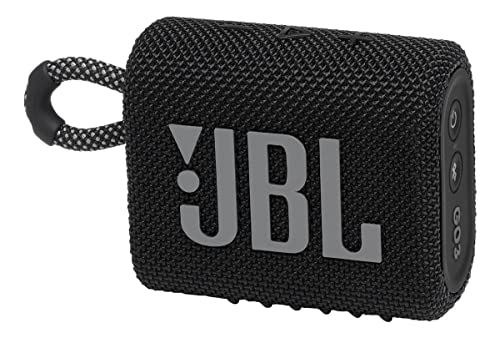 JBL Go 3 Wireless Portable Bluetooth Mini Speaker, Small Speaker with Pro Sound, Vibrant Colors with Rugged Fabric Design, Lightweight IP67 Waterproof, Type C Interface (Without Mic, Black)