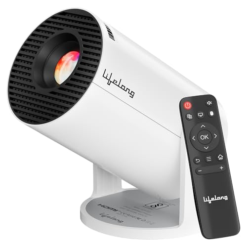 Lifelong Electronics Lightbeam Smart Projector | Android, 1080P& 4K Ultra Support, 3000 Lumens, 720p Native | for Room & Outdoors | All OTT Apps | WiFi/BT, Mirroring, USB, HDMI, 180°, Speakers
