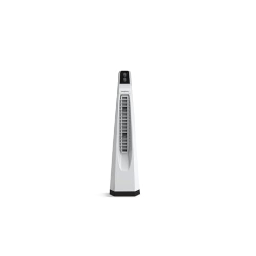 Symphony Surround JR Bladeless Tower Fan for Room | Quiet Personal Fan for Home & Office with 90° Oscillation & Turbo Throw | Knob Control | 1 Year Warranty | White