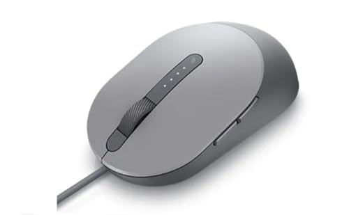 Dell Pro MS3220 Wired Mouse, 3200 DPI, Adjustable DPI, Scrolling Wheel, Lightweight, 5 Buttons, USB 2.0, Laser, Plug and Play, Scrolling Wheel, Titan Grey
