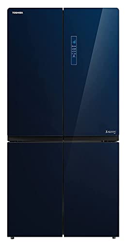 TOSHIBA 650 L Frost Free Inverter 4-Door Refrigerator (GR-RF646WE-PGI, Classy Blue Glass Door Finish, Futuristic Plasma + Pure Technology) (GR-RF646WE-PGI(24))