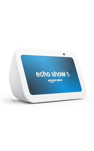 Amazon Echo Show 5 (latest model) | Smart display with Alexa, 2x bass speaker, clearer sound, camera for home monitoring, bluetooth | White