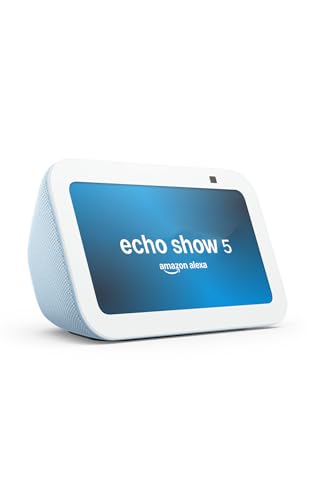 Amazon Echo Show 5 (latest model) | Smart display with Alexa, 2x bass speaker, clearer sound, camera for home monitoring, bluetooth | Cloud Blue
