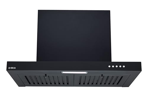 Elica 60cm 1600 m3/hr Baffle Filter T-Shape Kitchen Chimney | 15 Years Motor & 5 Years Comprehensive Warranty | Black | Push Button Control | SPT H4 60 PB BF LTW NERO