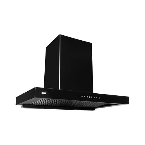 KAFF ASHPRO (SUPER) DHC 75CM Auto Clean Kitchen Chimney | 1450 m³/h Suction | Filterless Dry Heat Technology | Gesture & Touch Control | Tilted Glass Design | Matte Black | 7 Years Motor Warranty
