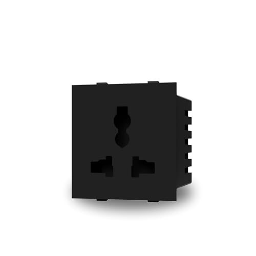 Aziot 6amps Non Smart Modular Socket | Glass Touch Fitted | Fits Regular Switch Plates | Made in India (Black)