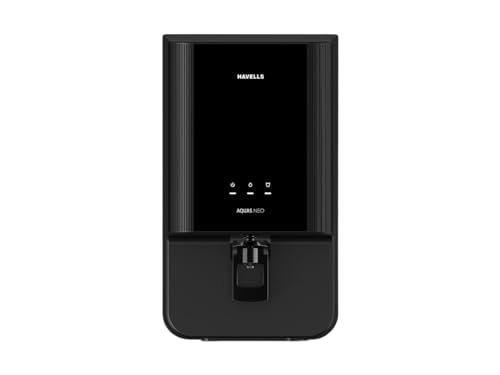 Havells Aquas Neo Water Purifier, RO + UF Purification, Vital Magnesium Enriched, 7-stages, 7L Storage, Ideal for Borewell, Tanker & Municipal Water, Significant water savings, BIS Approved, Black
