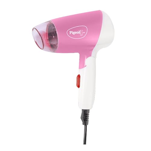 Pigeon Hair Dryer| 1000 Watts| 2 Speed & Temperature (Hot/Cool)| Foldable Handle| For Women and Men| 2 Years Warranty| Pink