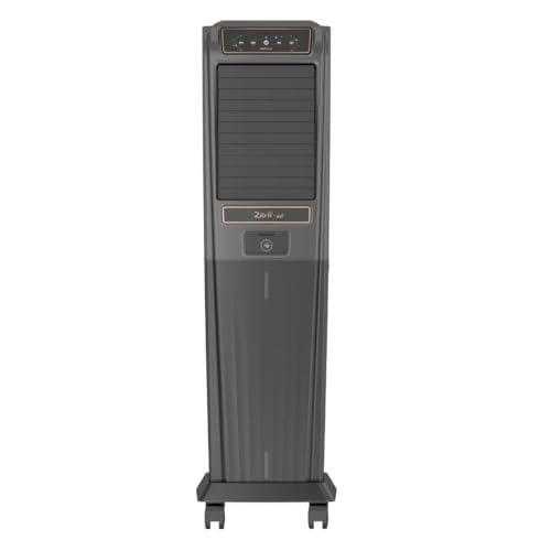 Havells Zurii-M 40L Tower Air Cooler | 180W | Honeycomb Pads with Bacteria Shield | 3-Side Dust Filter | Auto Swing | Inverter Compatible | Black & Grey (ZURII 40L DIGITAL)