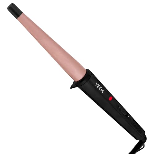 VEGA I-Curl Hair Curler For Women With Ceramic Coated 0.5 Inch-1 Inch Barrel, Quick Heatup Technology,LED Indicator, Fast Heat Up, Long-Lasting Curls, Suitable For All Hair Types, (Vhch-05), Black