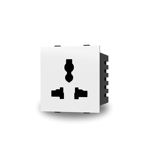 Aziot 6amps Non Smart Modular Socket | Glass Touch Fitted | Fits Regular Switch Plates | Made in India (White)