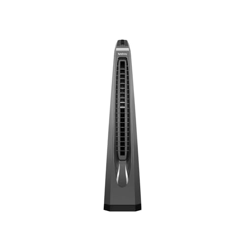 Symphony Surround Bladeless Tower Fan for Room & Office | High-Speed with Swivel Action & Simple Knob Control | Low Power Consumption | 1 Year Warranty | Grey