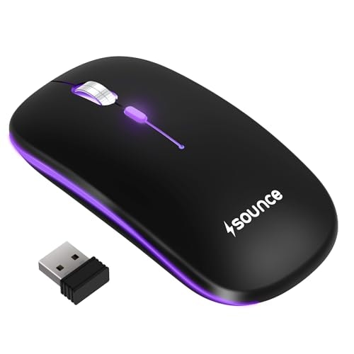 Sounce Astralis Dual Mode Wireless Mouse – Bluetooth & 2.4GHz, 800/1200/1600 DPI, Silent Click, 500mAh Rechargeable Battery, Ergonomic Design with Metal Scroll Wheel for Laptop & PC (Black)