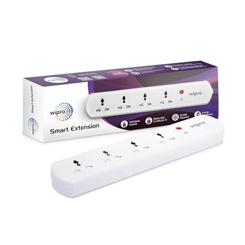 Wipro Smart Extension with WiFi, 4-Socket Smart Extension Board with Alexa Support, 16 Amp Power Socket, Control Your Appliances from Anywhere, White (DSE2150), Pack of 1