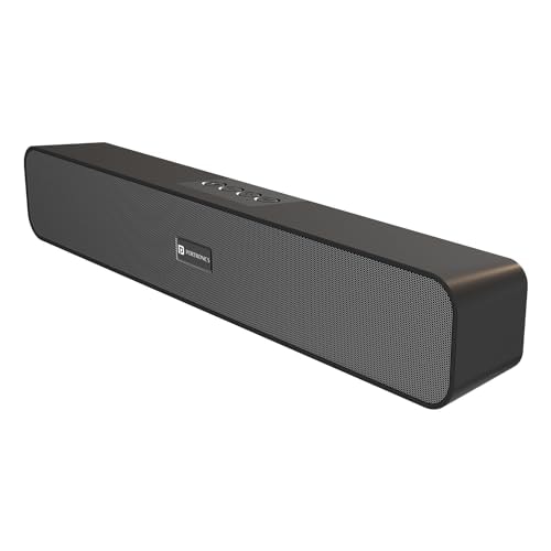 Portronics Decibel 24 | 10W Bluetooth Soundbar Speaker with in Built Mic, HD Sound, Bluetooth 5.3v/USB/TF Card/Aux in, Soundbar for Phone/Laptop/Tablets, Type C Fast Charging (Black)
