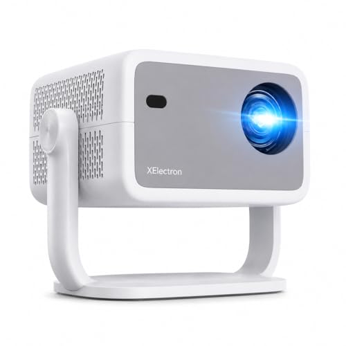 XElectron Luminex Certified OS Smart Home Projector 4k Ultra HD, Netflix, Prime, Native 1080P, WiFi, 16000 Lumens, Smart Mini Projector for Room, Portable Home Cinema, Built-in Apps, 250” Display